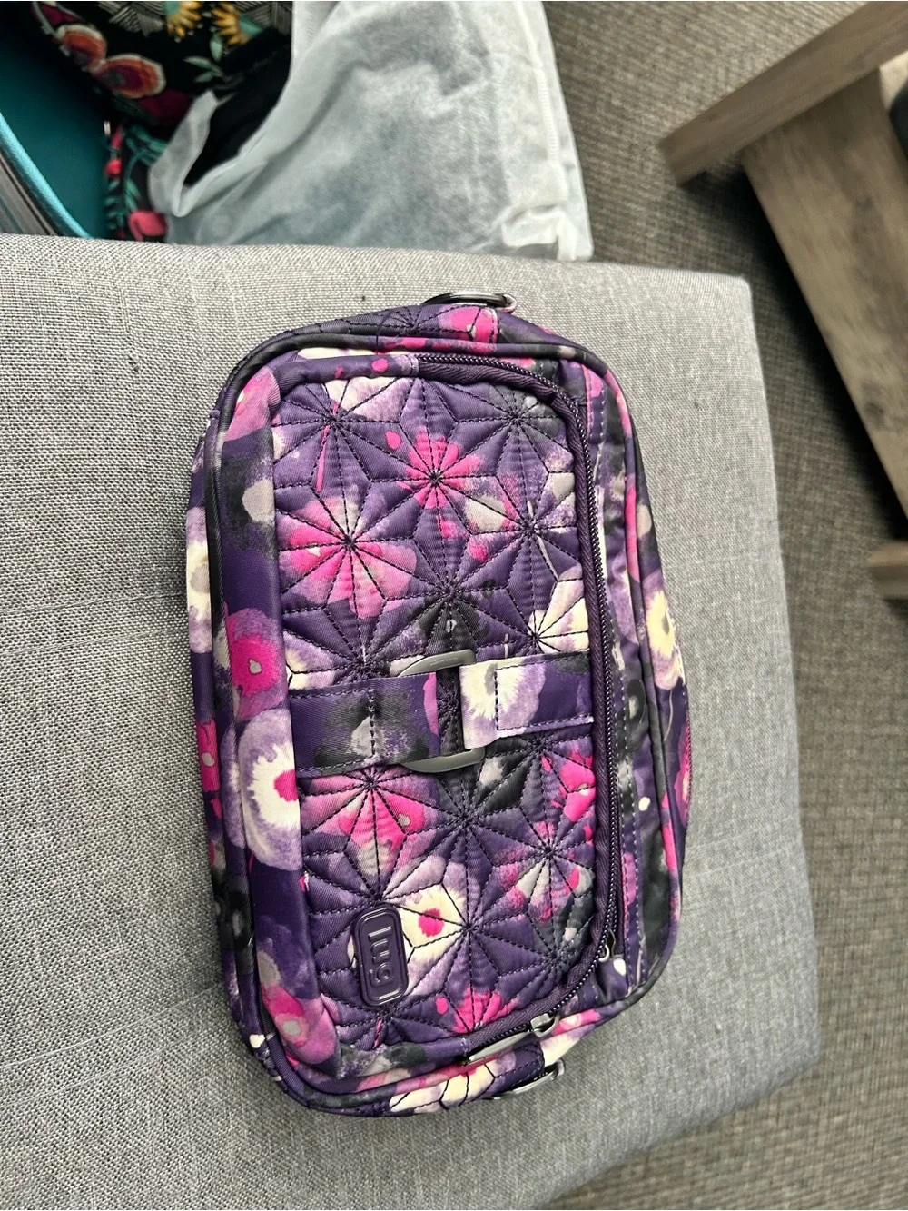 Quilted Floral Crossbody Bag - Purple Pink